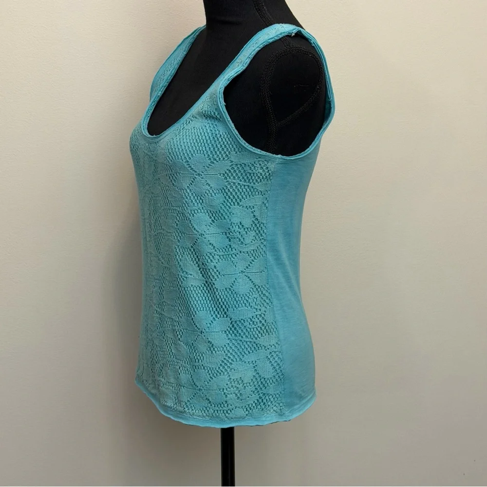 NWT‎ Free People Boho Hippie Eyelet Lace Tank Womens M Washed Tea Tie Dye Floral